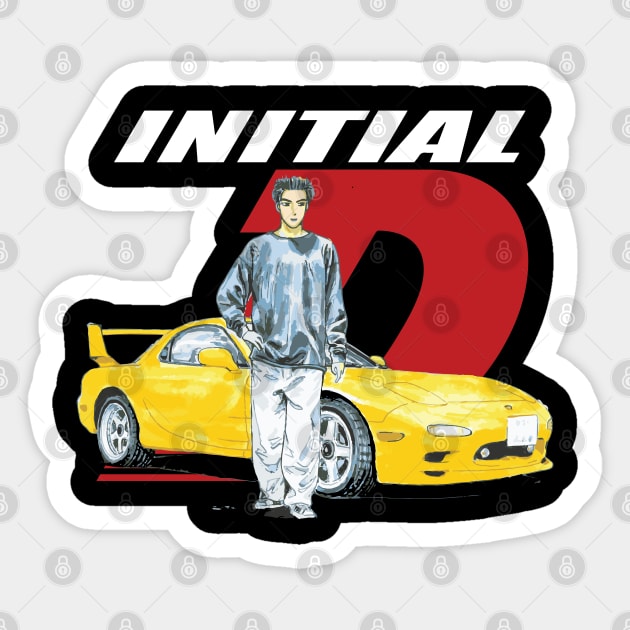 Initial D FD RX7 Stage 1 Drifting - Keisuke Takahashi's RedSuns Sticker by cowtown_cowboy